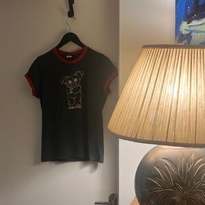 Black Gremlins T-Shirt with Red Trim